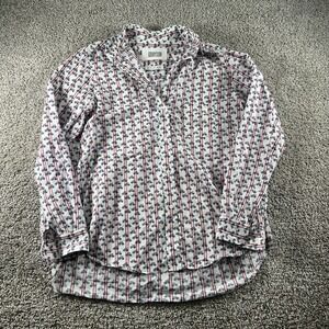 Grayson Hero Bicycle Print Shirt Womens Size 3 Comfort Light Striped Button Down